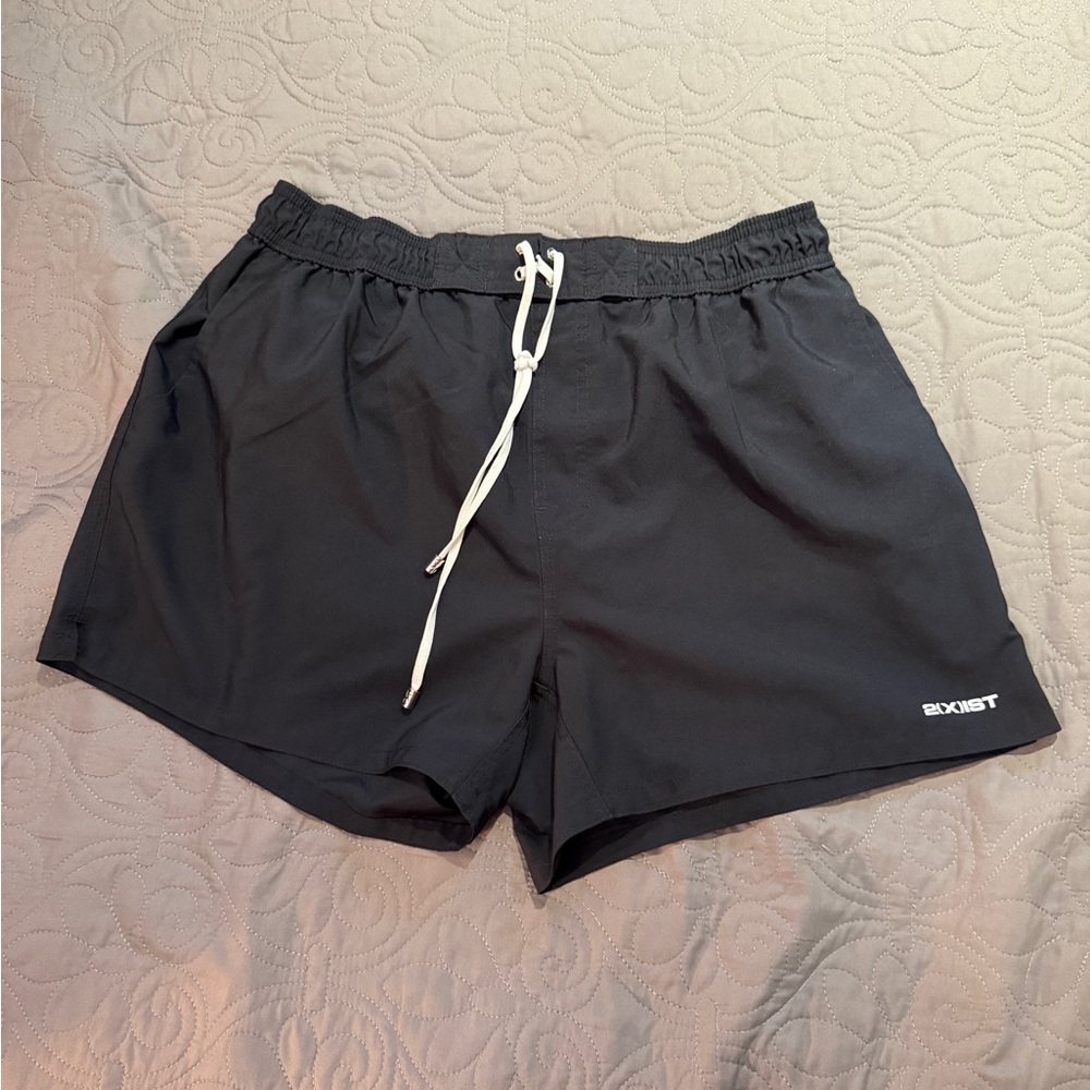2xist Black and White Swim Trunks Quick-Dry